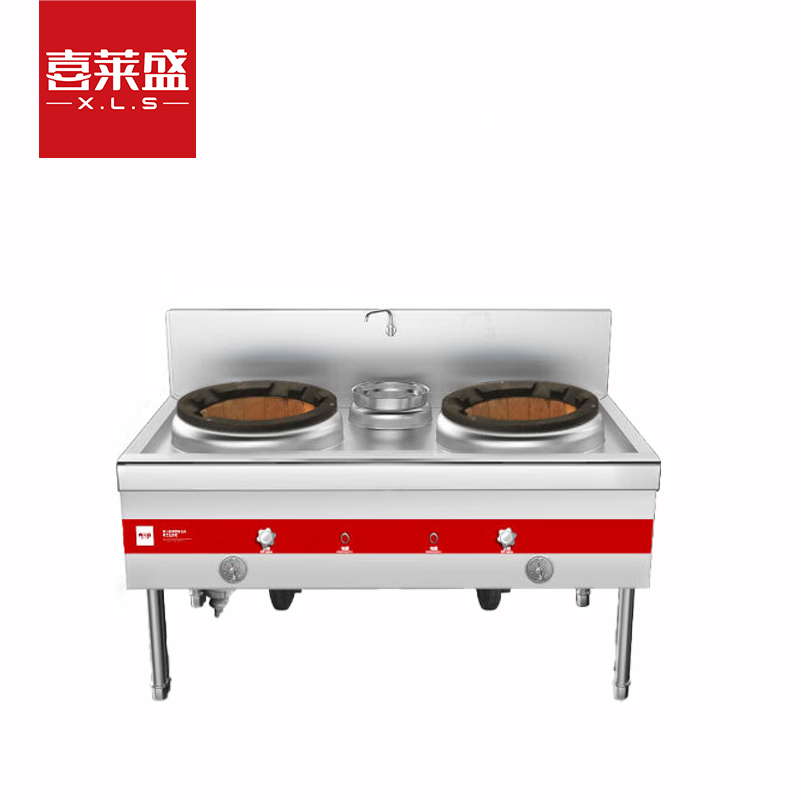 喜莱盛广式猛火灶商用燃油灶台双炒一温1.0mm面板食堂天然气液化气猛火灶耐火砖炉膛燃油款