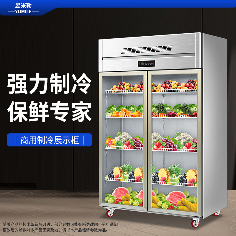 昱米勒 YML-BLZG-2ZC直冷双门大容量玻璃冷藏保鲜展示柜（台）