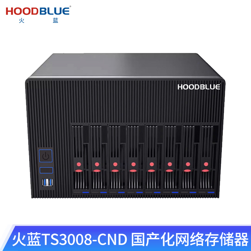 火蓝（Hoodblue）TS3008-CND国产信创龙芯NAS网络存储器塔式8盘位磁盘阵列文件存储数据共享备份服务器 TS3008-CND-80TB