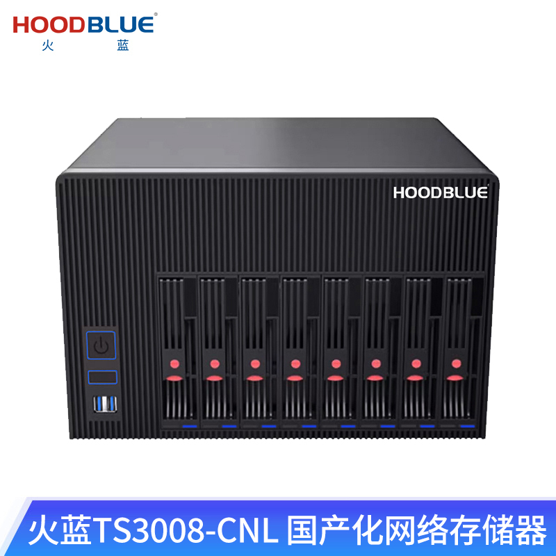 火蓝（Hoodblue）TS3008-CNL国产信创NAS网络存储器塔式8盘位磁盘阵列文件存储数据共享备份服务器 TS3008-CNL-96TB