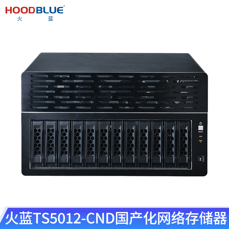 火蓝（Hoodblue）TS5012-CND万兆光纤国产信创龙芯NAS网络存储器12盘位塔式磁盘阵列存储服务器 TS5012-CND-36TB