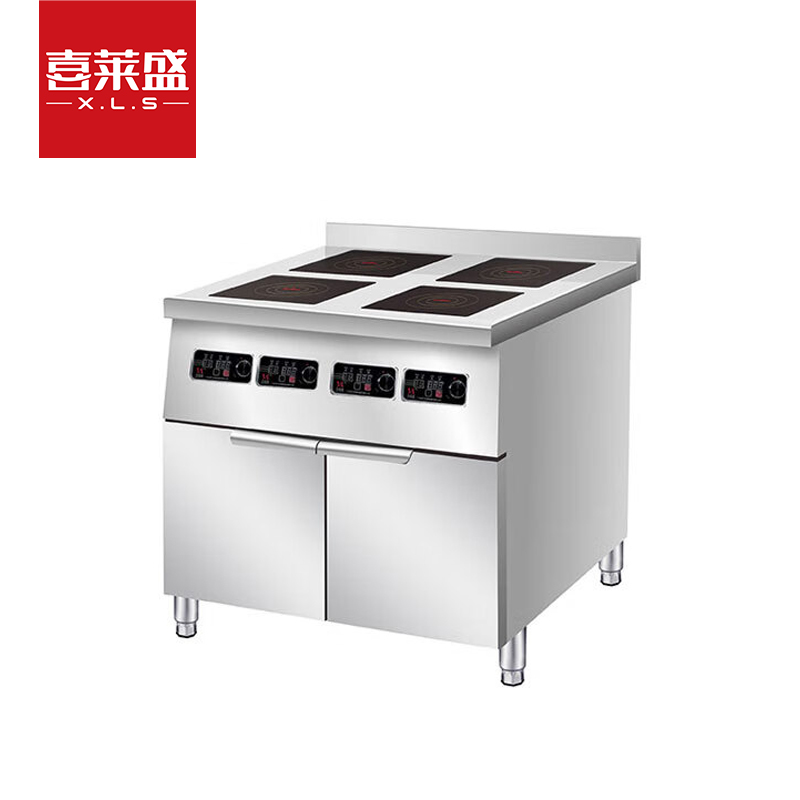 喜莱盛商用多头电磁炉大功率煲仔炉砂锅花甲米粉麻辣烫立式电磁灶四眼立式带柜子电磁煲仔炉 