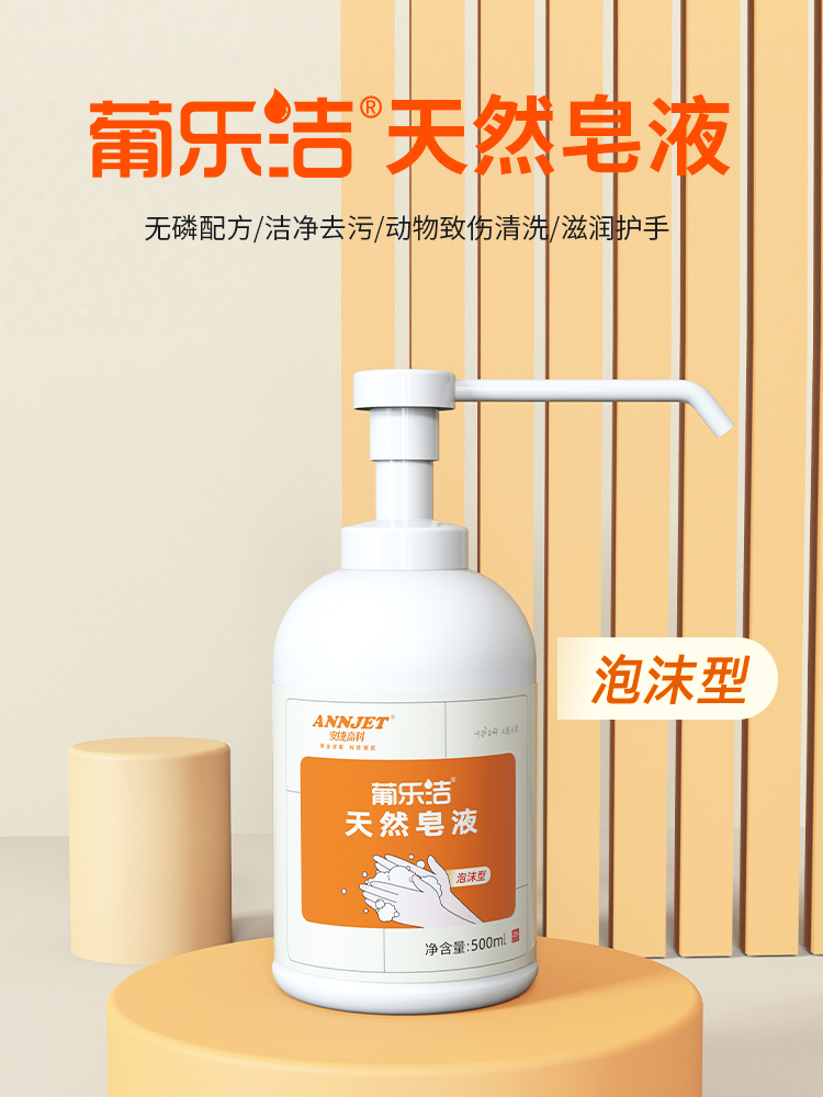 安捷高科（ANNJET）葡乐洁天然皂液泡沫洗手液手消毒杀菌型500ml*1瓶