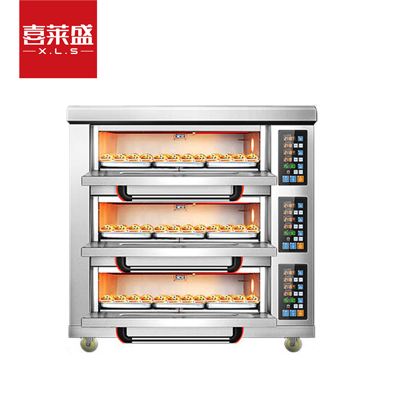 喜莱盛大型烘焙烤箱商用 披萨面包蛋糕月饼地瓜电烤箱三层九盘 380V电压