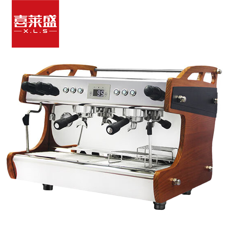 喜莱盛现磨咖啡机商用意式研磨咖啡机半自动咖啡机商用双头意式卡布奇诺款