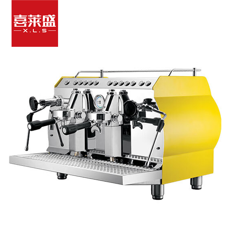 喜莱盛现磨咖啡机商用意式研磨咖啡机 半自动咖啡机商用双头意式卡布奇诺款