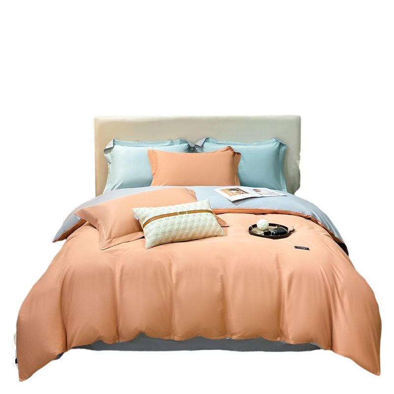 晚安慕纯拼色床单四件套-浅橙200*230cm