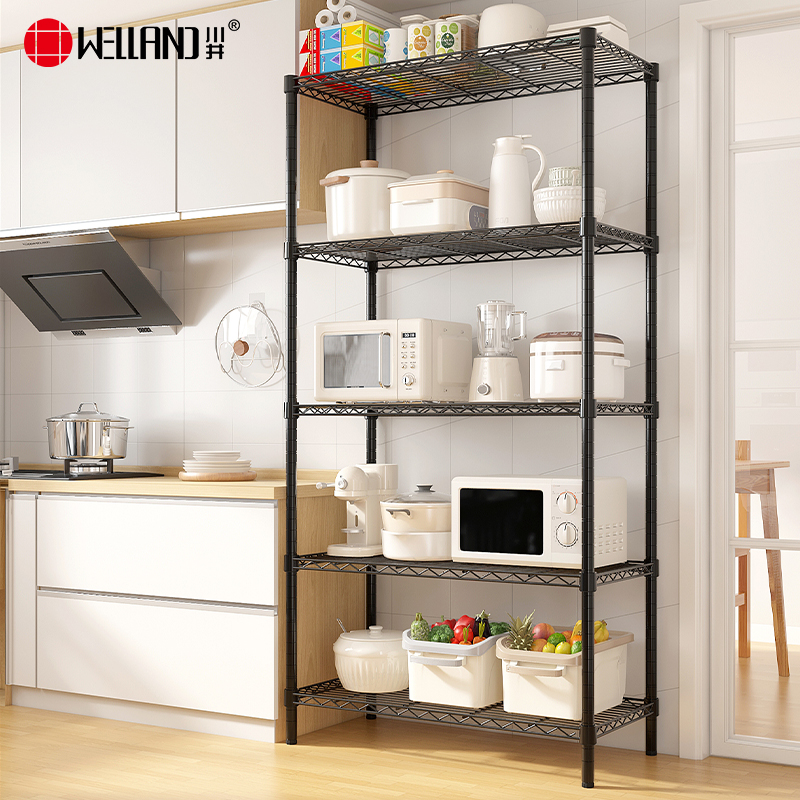 川井（WELLAND）厨房置物架落地多层厨具收纳架耐锈阳台储物架车库房间货架90*45*180cm