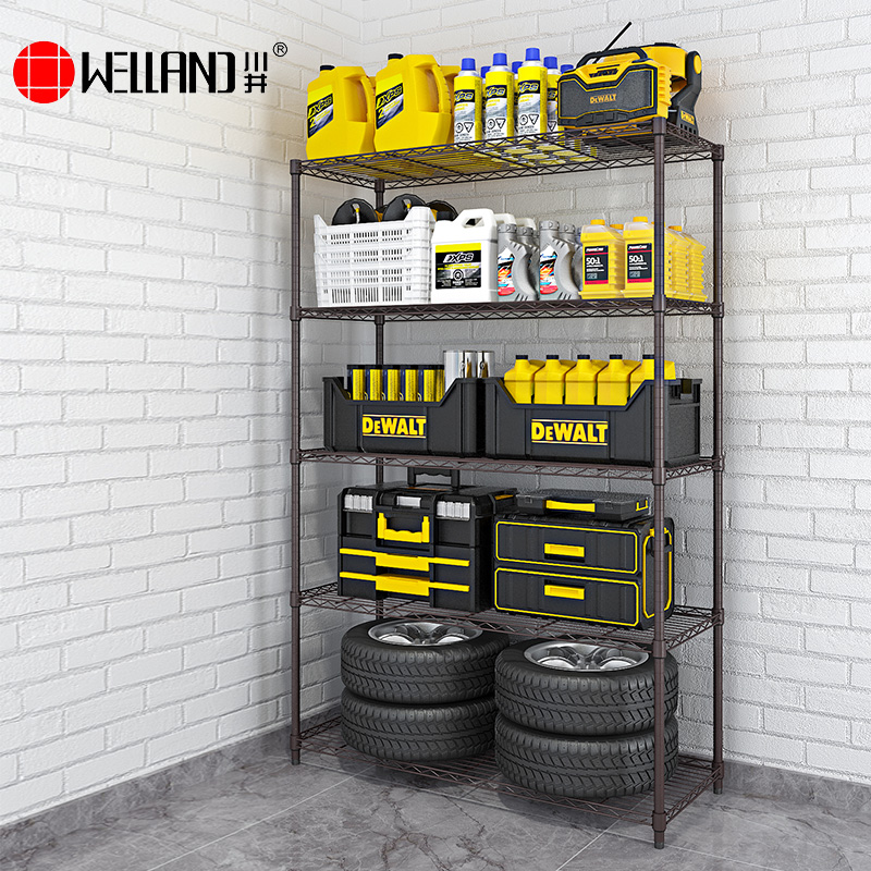 川井（WELLAND）置物架家用货架五层大容量储物架落地多功能杂物架车库阳台铁架子1200*450*1800mm
