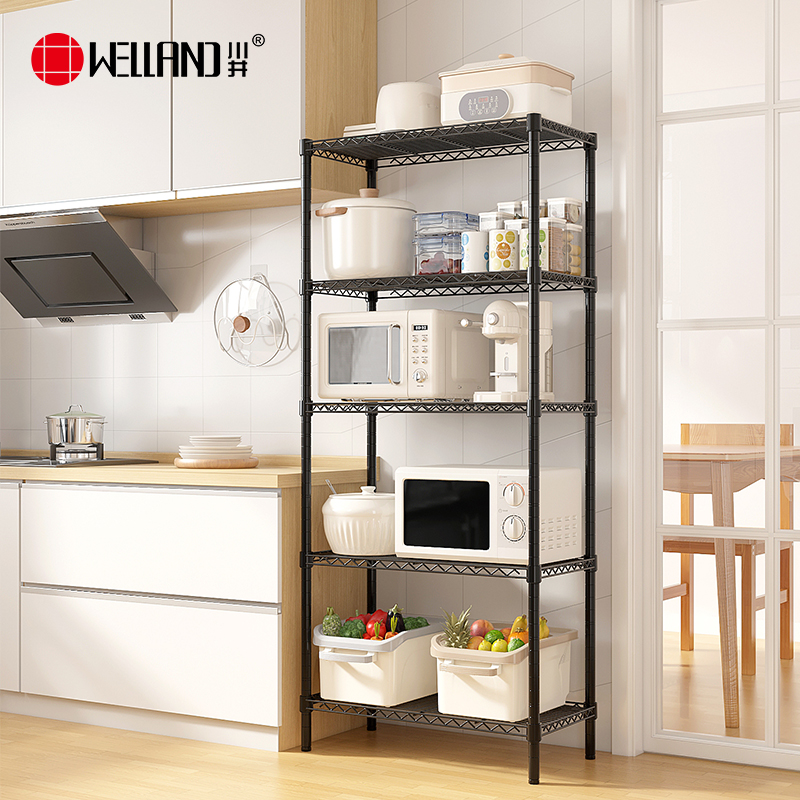 川井（WELLAND）厨房置物架落地微波炉储物架家用杂物架多功能铁架子600*350*1500mm