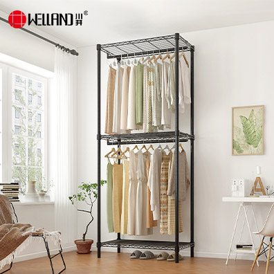 川井（WELLAND）衣架落地卧室挂衣架双层衣帽架加高衣服置物架室内晾衣架简易衣柜900*450*2300mm