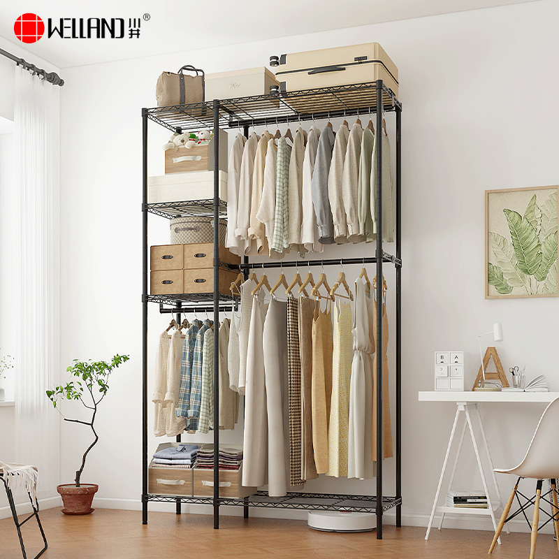 川井（WELLAND）挂衣架落地衣帽架卧室加高衣服置物架家用出租房晾衣架简易衣柜1200*450*2100mm