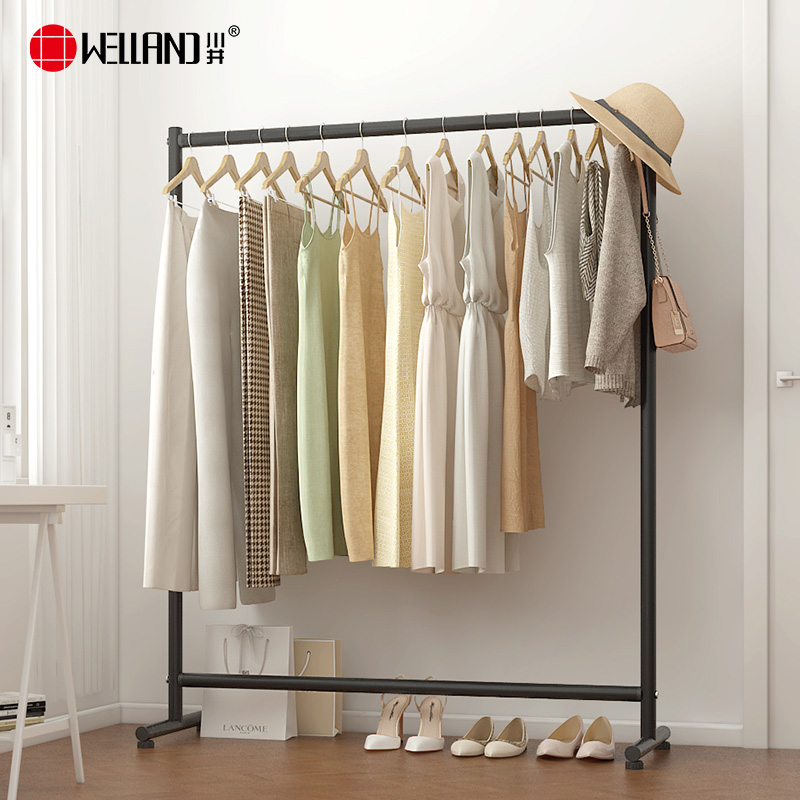 川井（WELLAND）挂衣架落地晾衣架卧室衣服收纳架简易单杠阳台晾晒架黑色1200*400*1400mm