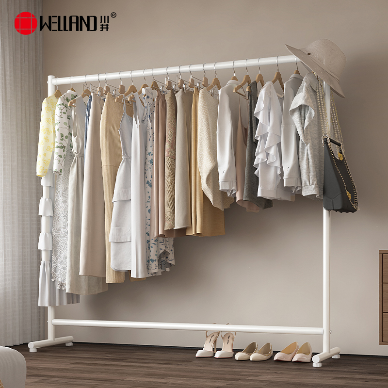 川井（WELLAND）晾衣架落地挂衣架卧室加粗衣服架子阳台加高晾晒架白色1500*400*1400mm
