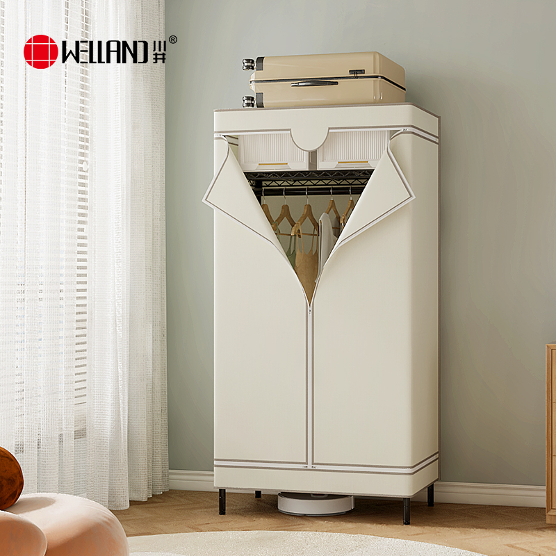 川井（WELLAND）简易衣柜卧室布衣柜全钢架衣服收纳柜出租房全封闭单人衣橱750*450*1600mm